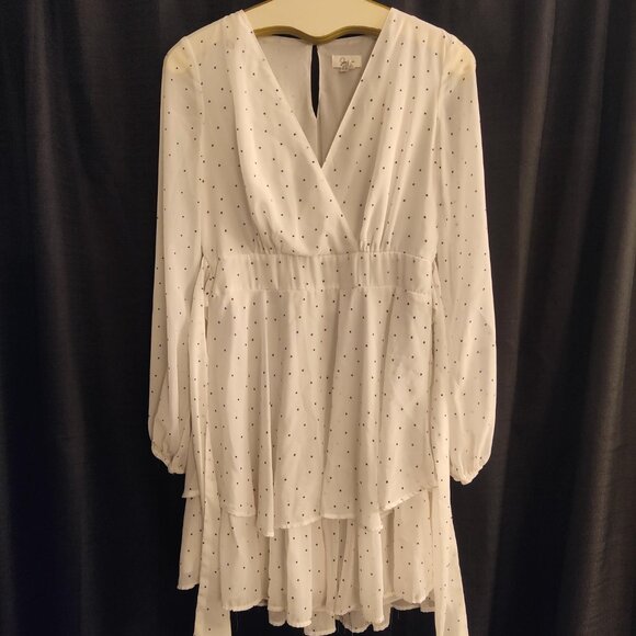 Japna Dresses & Skirts - Japna White Polka Dot Dress Size L